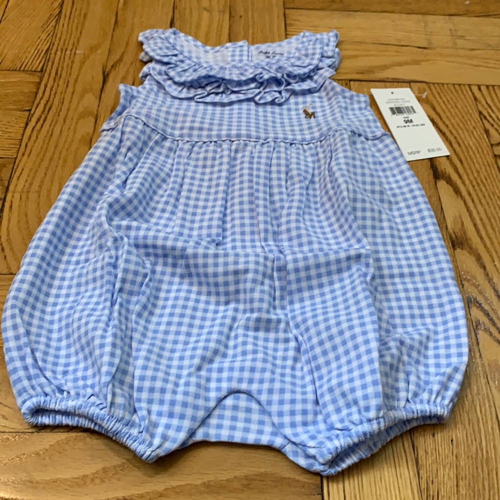 Ralph Lauren blue ruffled bodysuit  9 m